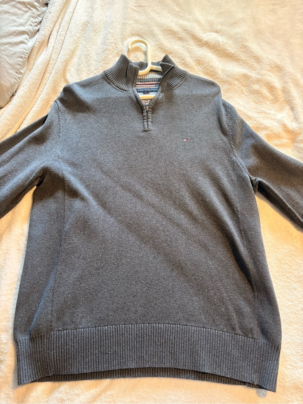 Tommy Hilfiger Lg Men's Charcoal Gray Half-Zip Pullover Sweater